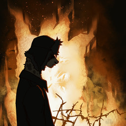 black_clothing branch burning clothing covered_face fire hat headgear headwear jacket looking_down male smoke solo standing topwear ushanka jameslewis g_jamez alpaca camelid humanoid mammal 1:1 hi_res