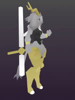 angry anthro antlers armor big_butt big_ears bottomless bracelet butt clothed clothing club_(weapon) digitigrade dream_breaker_(pseudoregalia) featureless_crotch female frown fur gradient_background greaves grey_background grey_body grey_fur horn jewelry legwear low_poly melee_weapon nightstick no_underwear purple_eyes simple_background solo thigh_highs topwear vest weapon wide_hips rittzler pseudoregalia sybil_(pseudoregalia) bovid caprine goat hybrid lagomorph leporid mammal rabbit 3:4 3d_(artwork) animated digital_media_(artwork) high_framerate no_sound official_art short_playtime turntable_(animation) webm