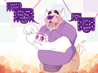anthro beard belly big_belly bottomwear brown_beard brown_facial_hair clothed clothing eyes_closed facial_hair fangs front_view fur holding_skull male obese obese_anthro obese_male open_mouth open_smile overweight overweight_anthro overweight_male pants purple_clothing purple_shirt purple_t-shirt purple_topwear red_tongue shirt smile solo standing t-shirt tan_bottomwear tan_clothing tan_pants teeth text tongue topwear white_body white_fur yellow_body yellow_fur chocolateandmilk richard_(chocolateandmilk) canid canine canis domestic_dog mammal 2021 dated english_text portrait signature three-quarter_portrait