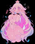 big_breasts blood blood_from_mouth blood_in_mouth bodily_fluids boo_(mario) boosette bowsette_meme breasts chained_cuffs clothing crown female hair headgear hi_res humanoid humanoid_pointy_ears leotard long_hair mario_bros meme nintendo pink_eyes pink_hair solo sparkles super_crown sweat sweatdrop sweaty_legs thick_thighs usa37107692 white_clothing white_hair