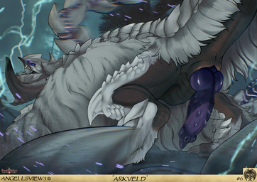 animal_genitalia anus big_urethra electricity erection fangs feral genital_slit genitals glowing glowing_eyes grey_body greyscales hair horn knot knotted_penis lightning male male_feral non-canine_knot particles penis presenting presenting_penis purple_eyes sharp_teeth solo spiked_penis spikes spikes_(anatomy) teeth urethra white_hair angellsview3 conditional_dnp capcom monster_hunter mythology arkveld dragon flying_wyvern mythological_creature mythological_scalie scalie absurd_res hi_res