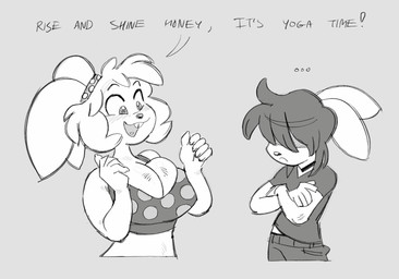 age_difference anthro breasts buckteeth cinemagraph cleavage clothed clothed_anthro clothed_female clothed_male clothing duo female female_anthro hair hair_over_eyes male male_anthro older_anthro older_female teeth text younger_anthro younger_male queervanire lagomorph leporid mammal rabbit animated greyscale hi_res monochrome mother_(lore) mother_and_child_(lore) mother_and_son_(lore) parent_(lore) parent_and_child_(lore) parent_and_son_(lore) son_(lore)