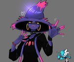 anthro duo gesture hand_gesture male middle_finger solo_focus waving waving_at_viewer allenhara nintendo pokemon gardevoir generation_3_pokemon generation_4_pokemon mismagius pokemon_(species) absurd_res hi_res
