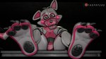 big_feet claws eyebrows feet female foot_focus front_view furniture looking_at_viewer machine makeup on_table pink_body raised_eyebrow sharp_teeth sitting sitting_on_table smile solo table teeth toe_claws white_body twopapers five_nights_at_freddy's scottgames sister_location funtime_foxy_(fnaf) animatronic canid canine fox mammal robot 16:9 2022 3d_(artwork) digital_media_(artwork) hi_res source_filmmaker_(artwork) widescreen