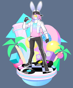 anthro backwards_baseball_cap backwards_hat baseball_cap biped black_baseball_cap black_bottomwear black_clothing black_fingerless_gloves black_gloves black_handwear black_pants bottomwear checkered checkered_floor clothed clothed_anthro clothed_male clothing fanny_pack fingerless_gloves fur furgonomic_baseball_cap furgonomic_hat furgonomic_headwear furgonomics gesture gloves hair hair_over_eye hand_gesture handwear hat headgear headwear inner_ear_fluff jacket long_ears male multicolored_clothing multicolored_topwear open_clothing open_jacket open_topwear palm_tree pants pink_clothing pink_hair pink_topwear plant pointing pointing_at_self smile solo standing text topwear tree tuft two_tone_clothing two_tone_topwear vinyl_record visor white_body white_clothing white_fur white_jacket white_topwear theycallhimcake j_(theycallhimcake) lagomorph leporid mallkin mammal rabbit 2022 absurd_res alpha_channel digital_drawing_(artwork) digital_media_(artwork) full-length_portrait hi_res portrait