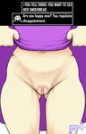 bottomless bottomless_female clothed clothing female genitals no_underwear not_furry_focus nude pussy solo text crossman undertale undertale_(series) toriel bovid caprine goat mammal 9:14 english_text hi_res