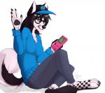 alternative_fashion anthro arms_bent bent_legs breasts clothing crossed_legs electronics eyewear female game_boy_console game_console glasses handheld handheld_console hat headgear headwear hipster holding_console holding_game_boy holding_object licking licking_lips licking_own_lips nintendo_console planted_leg raised_hand scene_(fashion) self_lick sitting snout solo swag_era_(fashion) tongue tongue_out wolflady game_boy game_boy_family nintendo sparx_(badgrrl) canid canine canis domestic_dog husky mammal nordic_sled_dog siberian_husky spitz digital_media_(artwork) hi_res