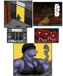 anthro bdsm bondage bound clothed clothing comic dialogue feral fully_clothed generation_1_pokemon generation_2_pokemon group headgear headwear heart_symbol human interspecies japanese_text machoke male mammal muscular muscular_male nintendo nipple_outline nude octillery pokemon pokemon_(species) pokephilia sheerheart text translation_request