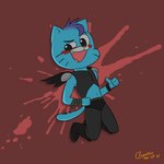 anthro blue_body blue_fur fur gesture hand_gesture makeup male solo tail thumbs_up chopsticc cartoon_network the_amazing_world_of_gumball gumball_watterson felid feline mammal 1:1 hi_res