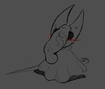 anthro big_penis blush bodily_fluids cloak clothing disembodied_penis duo female floating genitals male penis penis_on_face solo_focus sweat vein veiny_penis weapon a_stranger12 hollow_knight team_cherry hornet_(hollow_knight) arthropod insect sketch