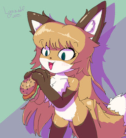 anthro brown_body brown_fur burger dipstick_tail female female_anthro food fur gloves_(marking) green_eyes hair leg_markings looking_at_object markings simple_background socks_(marking) solo tail tail_markings white_body white_fur conditional_dnp lynasdf averi_(fiddleafox) canid canine fox mammal red_fox true_fox aliasing digital_media_(artwork)