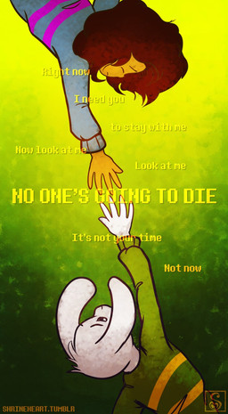 5_fingers anthro blue_clothing blue_sweater blue_topwear brown_hair clothed clothing dialogue duo fingers fur green_clothing green_sweater green_topwear hair long_ears male pattern_clothing pattern_sweater pattern_topwear reaching striped_clothing striped_sweater striped_topwear stripes sweater text topwear white_body white_fur white_hair shrineheart undertale undertale_(series) asriel_dreemurr frisk_(undertale) boss_monster_(undertale) bovid caprine goat human mammal 2015 english_text hi_res