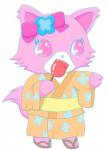 anthro apple asian_clothing candy candy_apple clothing dessert east_asian_clothing female festive_clothing flower fluffy fluffy_tail food fruit fur japanese_clothing kimono pink_body pink_eyes pink_fur plant ribbons simple_background solo tail white_background りゅう jewelpet sanrio sega sega_fave garnet_(jewelpet) domestic_cat felid feline felis mammal persian_cat