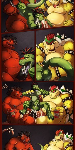 2013 alcohol anal anal_penetration ball_fondling balls beer beverage biceps big_balls big_penis black_claws black_hair black_penis blag body_markings bowser chapu chubby claws collar comic cum cum_in_ass cum_inside cum_on_penis cumshot digitigrade donryu double_anal double_penetration dragon ear_piercing erection facial_piercing fellatio from_behind gay group group_sex hair horn komodo_dragon koopa licking lizard male mario_bros markings monitor_lizard muscles nintendo nipple_piercing nipples nose_piercing nude obese open_mouth oral oral_sex orgasm overweight penetration penis piercing plain_background raised_tail rat reptile rodent scalie sex shell spikes spitroast standing teeth thick_penis threesome tongue tongue_out turtle video_games wristband
Rating: Explicit
Score: 19
User: Chapu
Date: May 16, 2013
