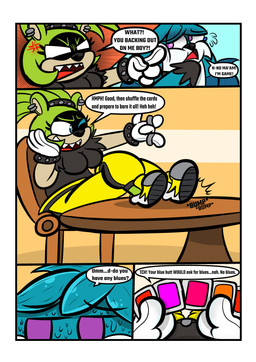 accessory annoyed anthro blue_eyes bottomwear bracelet card card_deck card_game clothed clothed_anthro clothed_female clothed_male clothing cuff_bracelet dialogue duo ear_piercing ear_ring female foot_on_table footwear fully_clothed fully_clothed_anthro fully_clothed_female fully_clothed_male furniture gaming hair_accessory hairband jewelry male pants piercing poking poking_cheek purple_eyes quills_(anatomy) ring_piercing shirt shoes speech_bubble strip_game strip_games strip_gaming table text topwear white_sclera kaokaoarts oddkao idw_publishing sega sonic_the_hedgehog_(comics) sonic_the_hedgehog_(idw) sonic_the_hedgehog_(series) kitsunami_the_fennec surge_the_tenrec afrosoricid canid canine fennec_fox fox mammal tenrec true_fox absurd_res comic english_text hi_res