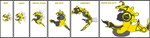 ambiguous_gender honey-hydra machine male solo wide_image yellow_body yellow_eyes airiniblock robot absurd_res digital_media_(artwork) hi_res long_image model_sheet