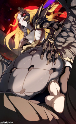 anus areola balls big_butt black_sclera blonde_hair butt duo eyelashes feathered_wings feathers female genitals grey_areola grey_body grey_eyes grey_feathers grey_nipples hair hand_on_butt heterochromia long_hair looking_back male male/female nipples pale_skin penetration penis red_eyes sex vaginal vaginal_penetration vulva wings pinkseito atlus megami_tensei sega naamah_(megami_tensei) humanoid winged_humanoid hi_res