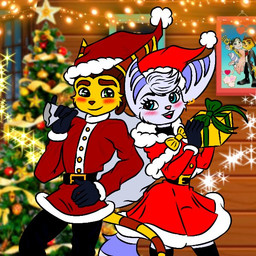 blue_eyes box christmas_clothing christmas_decorations christmas_headwear christmas_tree clothing container cybernetic_arm cybernetic_limb duo ear_piercing ear_ring female fur gift gift_box gloves handwear hat headgear headwear holidays male male/female nuzzling piercing plant ring_piercing romantic romantic_ambiance romantic_couple santa_hat scarf snow star sunset tree white_body white_fur yellow_body yellow_fur angel_of_darkness christmas ratchet_and_clank sony_corporation sony_interactive_entertainment ratchet_(ratchet_and_clank) rivet_(ratchet_and_clank) lombax mammal 1:1