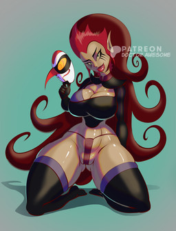 5_fingers abstract_background big_breasts black_clothing black_legwear black_stockings breasts brown_hair cleavage clothed clothing curvy_figure eyelashes female fingers glistening glistening_body glistening_breasts glistening_legs glistening_skin green_eyes hair holding_mask huge_hips huge_thighs humanoid_pointy_ears kneeling legwear lipstick long_eyelashes long_hair looking_at_viewer magic_user makeup mask not_furry patreon_logo pointy_ears red_clothing red_lipstick red_thong red_underwear skimpy solo stockings tan_body tan_skin text thick_thighs thong underwear voluptuous voluptuous_female voluptuous_humanoid wide_hipped_female wide_hipped_humanoid wide_hips witch doctor_awesome patreon xiaolin_showdown wuya humanoid 2025 absurd_res artist_name digital_drawing_(artwork) digital_media_(artwork) hi_res watermark