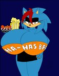 alcohol anthro beer beverage big_breasts breasts clothed clothing container cup eulipotyphlan female food hedgehog hi_res holding_object huge_breasts looking_at_viewer mammal sega serving_food serving_platter serving_tray solo sonic_the_hedgehog_(series) superbunnygt waiter