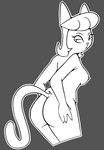 anthro big_butt breasts butt claws female hair hand_on_butt looking_back nipples nude resting_bitch_face simple_background solo tail gold-white-kott a_kitty_bobo_show cartoon_network maggie_(kitty_bobo) domestic_cat felid feline felis mammal digital_media_(artwork) hi_res monochrome