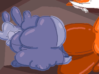 abdominal_bulge anal anal_penetration anthro balls big_balls big_butt big_ears big_penis breasts bubble_butt bunny_costume butt clothed clothing costume dessert doughnut duo erection female female_penetrated food freckles fur genitals hair huge_butt huge_penis hyper hyper_genitalia hyper_penis male male/female male_penetrating male_penetrating_female nude pastry penetration penile penile_penetration penis penis_in_ass sex simple_background tail toony toony_expression thadeef3 anto_(anto_foxo) bunoo_(thadeef3) canid canine fox kangaroo macropod mammal marsupial 2d_animation 4:3 animated digital_media_(artwork) restricted_palette