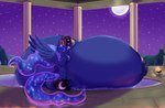 absurd_res anthro areola bedroom_eyes big_breasts big_butt blue_areola blue_eyes blue_hair blue_nipples blues64 breasts butt container cutie_mark equid equine female friendship_is_magic hair hasbro hi_res holding_jar horn huge_breasts hyper hyper_breasts jar looking_at_viewer looking_back mammal moon mr.pink my_little_pony mythological_creature mythological_equine mythology narrowed_eyes nipples partially_submerged pool princess_luna_(mlp) seductive side_boob sitting smile solo water winged_unicorn wings