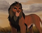 arm_tuft black_eyebrows brown_body elbow_tuft eyebrows feral grassland green_eyes hair male mane multicolored_hair muscle_tone savanna scar serious_face simple_background solo sunset the_land_of_kings_(mufasa:_the_lion_king) tuft yellow_sclera conditional_dnp lynxbrush disney mufasa:_the_lion_king the_lion_king obasi_(mufasa:_the_lion_king) felid lion mammal pantherine hi_res