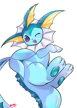 3_toes ambiguous_gender black_nose blue_body cute_fangs fangs feet feral fin half-closed_eyes looking_at_viewer narrowed_eyes open_mouth pawpads paws purple_eyes simple_background solo teeth toes tongue white_background miyu_1220 nintendo pokemon eeveelution generation_1_pokemon pokemon_(species) vaporeon absurd_res hi_res