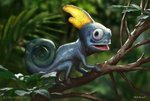 ambiguous_gender branch day detailed_background feral on_branch outside realistic solo arvalis nintendo pokemon generation_8_pokemon lizard pokemon_(species) reptile scalie sobble 2019 absurd_res digital_media_(artwork) hi_res