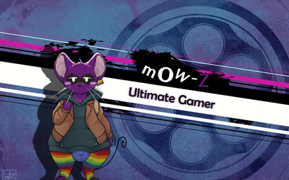 anthro blush bulge cheese clothing dairy_products ear_piercing ear_ring food hoodie jacket legwear looking_at_viewer male multicolored_clothing multicolored_legwear multicolored_stockings oversized_clothing oversized_hoodie oversized_topwear piercing purple_body rainbow_clothing rainbow_legwear rainbow_stockings ring_piercing solo stockings text topwear whiskers white_eyes geno28 danganronpa danganronpa_v3 spike_chunsoft mow-z_(geno28) mammal mouse murid murine rodent animated english_text hi_res no_sound short_playtime watermark webm