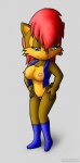 anthro blue_eyes boots breasts brown_body brown_fur clothing female footwear fur hair jacket nipples red_hair shoes solo topwear knownvortex archie_comics sega sonic_the_hedgehog_(archie) sonic_the_hedgehog_(comics) sonic_the_hedgehog_(series) sally_acorn chipmunk ground_squirrel mammal rodent sciurid