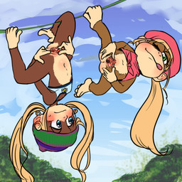 barefoot blush bottomless bottomless_female clothed clothing duo ear_piercing ear_ring feet female gaping gaping_vagina genitals hoop_ear_ring hymen loli one_eye_closed piercing prehensile_feet presenting presenting_vulva ring_piercing shirt spread_vulva spreading toes tongue tongue_out topwear urethra vulva young young_female midara donkey_kong_(series) nintendo dixie_kong tiny_kong haplorhine mammal monkey primate 1:1 sibling_(lore) sister_(lore) sisters_(lore)
