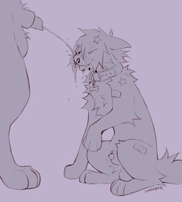 animal_genitalia animal_penis anthro balls bodily_fluids canine_genitalia canine_penis collar duo eyes_closed facial_piercing feet feral fur genital_fluids genitals golden_shower hair hindpaw knot knotted_penis lipsticking male male/male multiple_piercings nose_piercing paws peeing peeing_on_another penis penis_tip piercing sheath tail tongue tongue_out urine urine_in_mouth urine_on_face urine_stream watersports slumberpup pillow_(slumberpup) canid canine canis domestic_dog mammal absurd_res hi_res