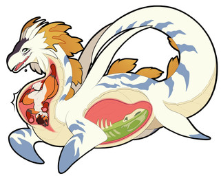 ambiguous_gender anthro belly blue_eyes blush bodily_fluids bone bones_in_stomach brown_hair bulge chyme digestion_implied drooling duo fatal_vore feral feral_pred fur green_eyes hair head_first implied_fatal internal larger_pred looking_at_self male male/ambiguous neck_bulge one_eye_closed open_mouth oral_vore orange_body orange_fur organs pawpads paws raised_tail red_body red_fur saliva satisfied satisfied_look size_difference skull soft_vore squirming stomach stomach_acid stripes struggling struggling_prey swallowed swallowed_alive swallowing tail unwilling_prey vore white_body white_fur willing_pred perlibox bandai_namco digimon ferox_(feroxdoon) canid canine digimon_(species) fox mammal plesiomon red_fox true_fox absurd_res hi_res nonbinary_(lore)