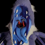 almost_fully_inside black_background blue_body blue_skin duo feeding open_mouth partially_inside simple_background vore lothar nexus_folfy rexouium rendered 1:1 3d_(artwork) digital_media_(artwork) hi_res