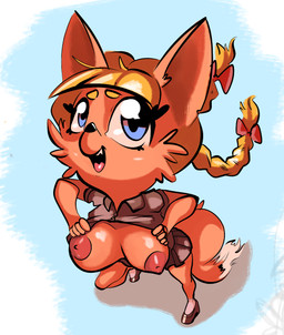 anthro big_breasts big_butt bottomwear breasts butt clothed clothing clothing_lift female fur pink_body pink_fur shirt shirt_lift simple_background skirt solo thick_thighs topwear catoninetails domestic_cat felid feline felis mammal hi_res source_request unavailable_at_source