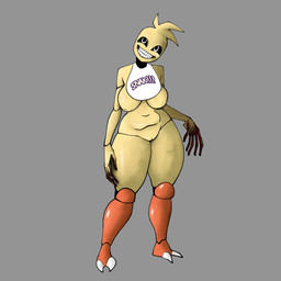anthro avian_feet beakless bib big_breasts black_sclera breasts female front_view genitals grey_background head_feathers head_tuft inverted_nipples looking_at_viewer machine nipples nude simple_background smile solo thick_thighs tuft vulva white_eyes wide_hips gallo_wazavi five_nights_at_freddy's fnaf_1_remake scottgames chica_(fnaf) chick_(fnaf_1_remake) animatronic avian bird chicken galliform monster phasianid robot 1:1 hi_res