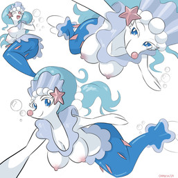 areola big_breasts blue_body blue_eyes breasts eyebrows eyelashes eyes_closed female looking_at_viewer multicolored_body nipples open_mouth open_smile pink_areola pink_body pink_nipples pink_nose simple_background smile solo white_background white_body capaoculta nintendo pokemon generation_7_pokemon pokemon_(species) primarina hi_res