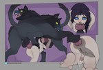 anal anal_knotting anal_penetration animal_genitalia animal_penis balls bestiality big_dom_small_sub bodily_fluids breasts butt canine_genitalia clothing cum cum_while_penetrated deep_throat dominant erection fellatio feral forced genital_fluids genitals group group_sex hat hat_only headgear headgear_only headwear headwear_only herm huge_penetration humanoid_on_feral internal intersex intersex/male interspecies knot knotting long_ears makeup male male_penetrating mostly_nude nipples oral oral_penetration penetration penile penis pussy rape running_makeup sackless sex simple_background size_difference small_breasts spitroast threesome trio tkraccoon guild_wars lani_(laniii) asura canid canine humanoid mammal warg hi_res