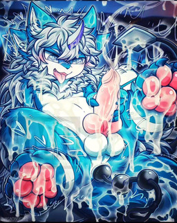 1_horn 4_ears anal_orgasm anthro ball_in_ass bodily_fluids cum ejaculation fur genital_fluids genitals handjob hands-free horn male messy multi_ear orgasm penile penis sex solo tongue tongue_out gracieamai mythology dragon furred_dragon furred_scalie mythological_creature mythological_scalie scalie hi_res