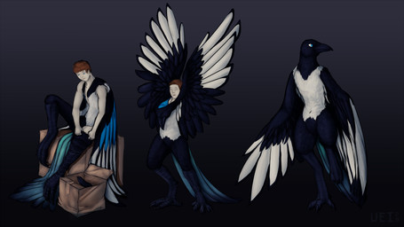 4_toes anthro beak biped box cardboard cardboard_box container digitigrade feathered_wings feathers feet gradient_background hair human_to_anthro male male_anthro male_human rictal_bristles simple_background sitting solo species_transformation standing suit_transformation tail tail_feathers talons three_frame_sequence toes transformation transformation_sequence wings unstableimagination avian bird corvid human magpie_(corvid) mammal oscine passerine 16:9 2020 digital_media_(artwork) hi_res sequence widescreen