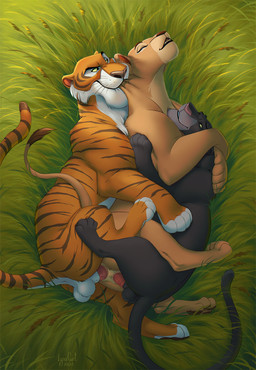 anal anal_penetration animal_genitalia animal_penis anus backsack balls bite black_body black_fur brown_body brown_fur countershading double_penetration feline_genitalia feline_penis female female_feral female_penetrated feral feral_on_feral feral_penetrated feral_penetrating feral_penetrating_feral fur genitals grass group group_sex harem high-angle_view interspecies lying male male/female male_feral male_penetrating male_penetrating_female melanistic multicolored_body multicolored_fur neck_bite on_grass on_ground on_side orange_body orange_fur outside outside_sex pawpads penetration penis perineum plant quadruped sandwich_position scruff_bite sex smile striped_body striped_fur stripes tail tail_anus tan_body tan_fur threesome top_hole trio two_tone_body two_tone_fur vaginal vaginal_penetration vulva white_body white_fur reallynxgirl disney the_jungle_book the_lion_king bagheera_(jungle_book) nala_(the_lion_king) shere_khan bengal_tiger felid lion mammal pantherine tiger 2021 crossover hi_res