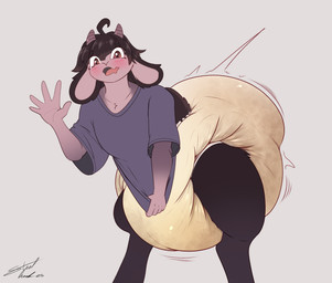 anthro bent_over big_diaper blush caught clothed clothing clothing_pull diaper feces femboy horn male open_mouth pooping shirt shirt_pull soiled_diaper soiling soiling_diaper solo topwear topwear_pull unclean_diaper used_diaper using_diaper wearing_diaper steelshark goatbab_lo bovid caprine goat mammal hi_res
