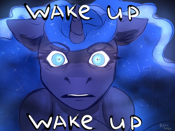 blue_background blue_body blue_eyes blue_fur blue_horn blue_mane dialogue ear_tuft eyebrow_through_mane eyelashes female female_feral feral frown frowning_at_viewer fur horn light long_mane looking_at_viewer mane multicolored_mane open_frown open_mouth princess royalty simple_background solo talking_to_viewer teeth text tuft unicorn_horn wavy_mane wide_eyed rayrage friendship_is_magic hasbro my_little_pony mythology wake_up_(meme) princess_luna_(mlp) equid equine mammal mythological_creature mythological_equine unicorn 2021 4:3 artist_name bust_portrait colored digital_drawing_(artwork) digital_media_(artwork) english_description english_text lighting meme portrait shaded