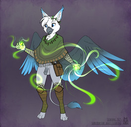 4_toes 5_fingers anthro arm_wraps back_wings balls barbed_humanoid_penis beak beak_closed biped blue_body blue_ear_tips blue_eyes blue_feathers blue_tail_tuft blue_tuft blue_wings bottomless bottomless_anthro bottomless_male casual_exposure claws closed_smile clothed clothed_anthro clothed_male clothing digitigrade dipstick_ears ear_markings ear_tuft eyebrows feathered_wings feathers feet finger_claws fingers flaccid front_view fur fur_tuft genitals glans gradient_wings grey_background grey_balls grey_beak grey_body grey_claws grey_feathers grey_glans grey_penis grey_scutes grey_tail grey_tail_tuft grey_tuft grey_wings head_tuft humanoid_genitalia humanoid_hands humanoid_penis hybrid_genitalia hybrid_penis inner_ear_fluff iris leg_warmers legwear magic magic_user male male_anthro mouth_closed multicolored_body multicolored_ears multicolored_feathers multicolored_tuft penile_spines penis poncho pupils scuted_hands scutes simple_background slim slim_anthro slim_male smile solo standing tail tail_tuft text thin_tail toes tuft two_tone_tuft two_tone_wings white_body white_ears white_eyebrows white_fur white_inner_ear white_inner_ear_fluff white_sclera white_tuft wings wraps lichfang mythology amino_(caloh) avian gryphon mythological_avian mythological_creature 2025 artist_name dated english_description full-length_portrait portrait