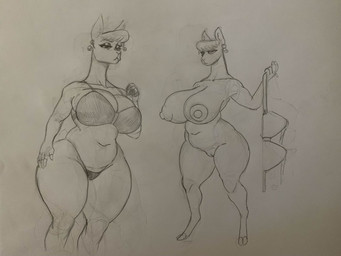 anthro big_breasts bikini bikini_bottom bra breasts clothed clothing ear_piercing ear_ring female long_neck looking_at_viewer mature_anthro mature_female nude piercing ring_piercing small_waist solo swimwear thick_thighs two-piece_swimsuit underwear undressing wide_hips iljajop mommy_alpaca alpaca camelid mammal 4:3 absurd_res hi_res sketch traditional_media_(artwork)