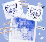 anthro button_down_shirt male solo text 3end domestic_cat felid feline felis mammal bust_portrait english_text headshot_portrait hi_res portrait russian_text sketch_page