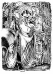 anthro arms_above_head biped black_body black_fur breasts cheek_tuft cleavage clothed clothing corset detailed_background dress facial_tuft female fully_clothed fur gem hair hat headgear headwear inside jewelry lingerie long_hair looking_at_viewer necklace paws pearl_(gem) pearl_necklace slightly_chubby slightly_chubby_anthro slightly_chubby_female smile solo standing topwear tuft white_body white_fur lachland-nightingale mammal mephitid skunk absurd_res full-length_portrait hi_res monochrome pen_(artwork) portrait traditional_media_(artwork)