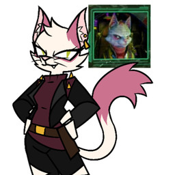 anthro clothed clothing dipstick_tail ear_piercing female fur green_eyes hands_on_hips markings piercing simple_background solo tail tail_markings whiskers white_background white_body white_fur chocochurroz nintendo star_fox star_fox_(2026) katt_monroe domestic_cat felid feline felis mammal 1:1 2026 low_res